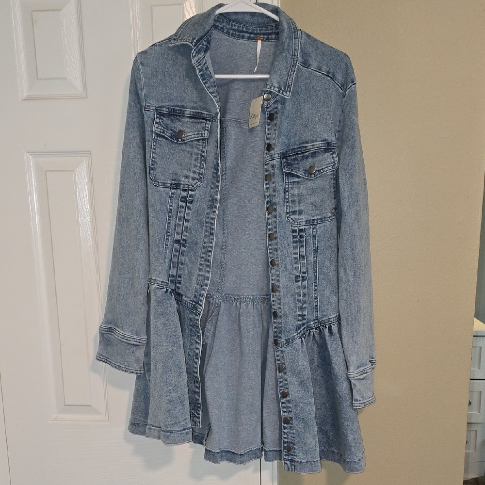 Free People Denim Dress with Jacket - Blue